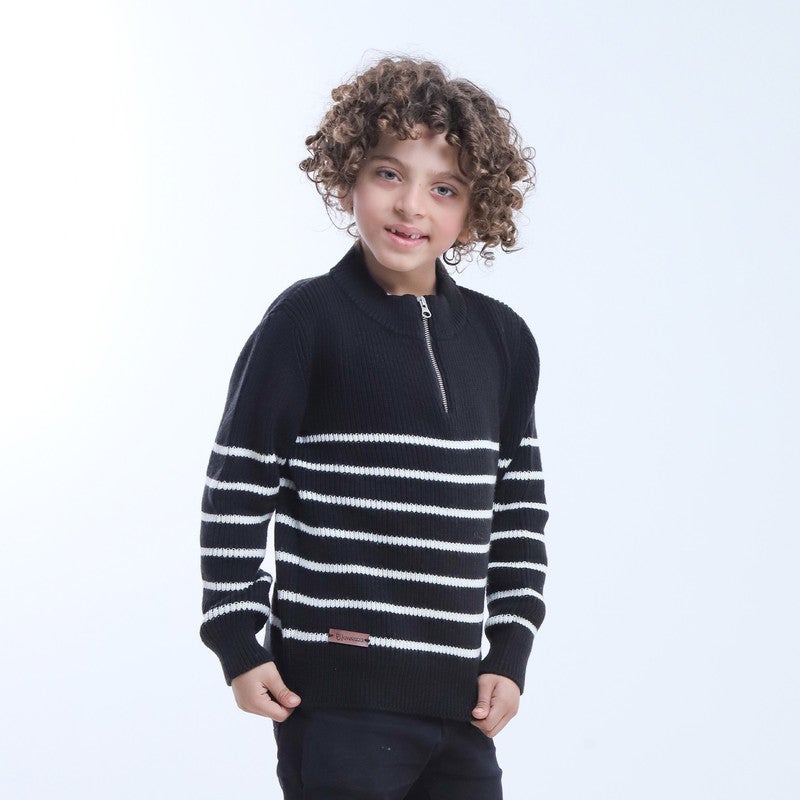 بيبو بلوفر اولادي مقلم أكمام طويلة_اسود - Image 2